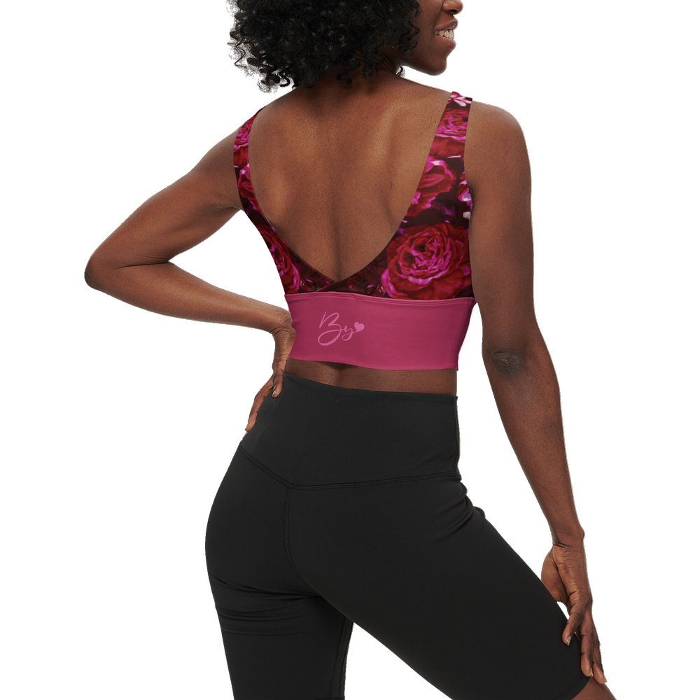 Red Roses — Women's Longline V-Shape-Back Sports Bra