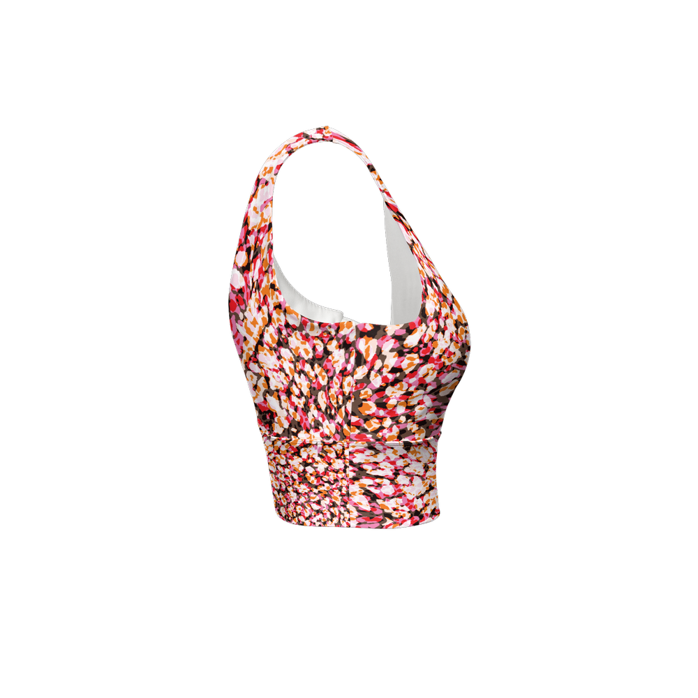 The red leopard -Women's Longline V-Shape-Back Sports Bra-Butter Soft Texture