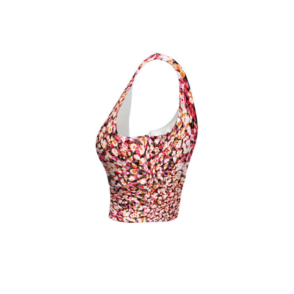 The red leopard -Women's Longline V-Shape-Back Sports Bra-Butter Soft Texture