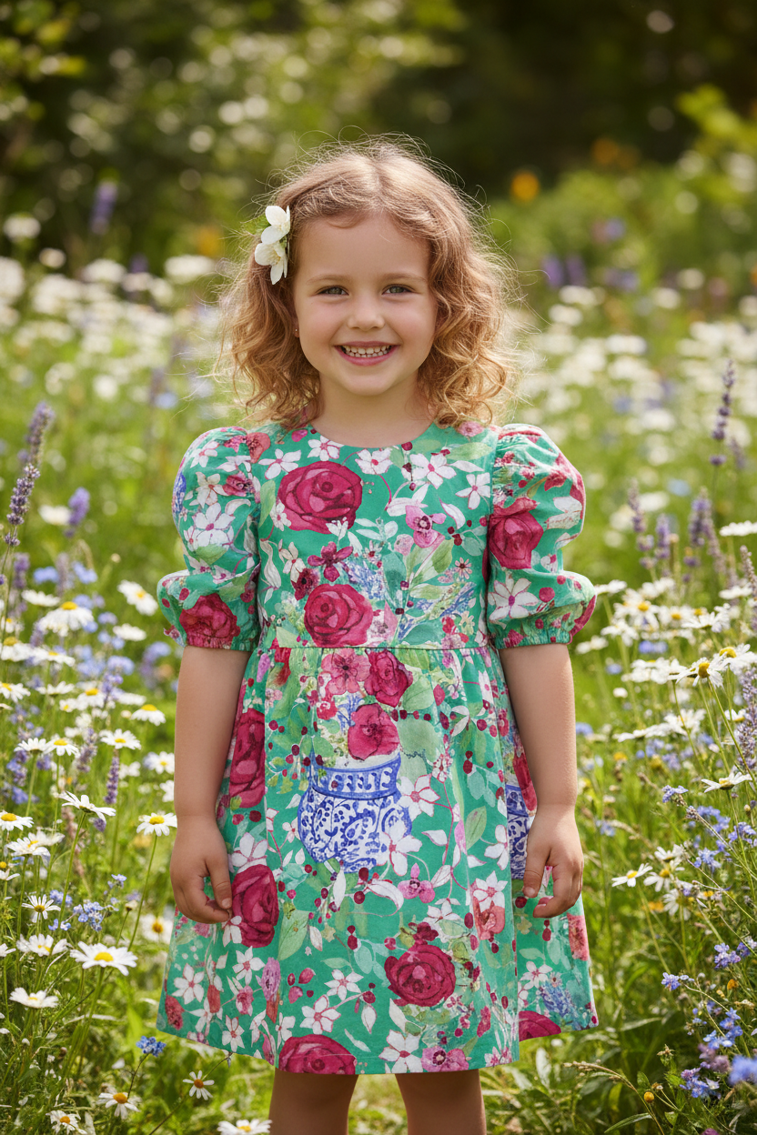 FL0010 Girl Dress Mint-Byheart Design Sweden