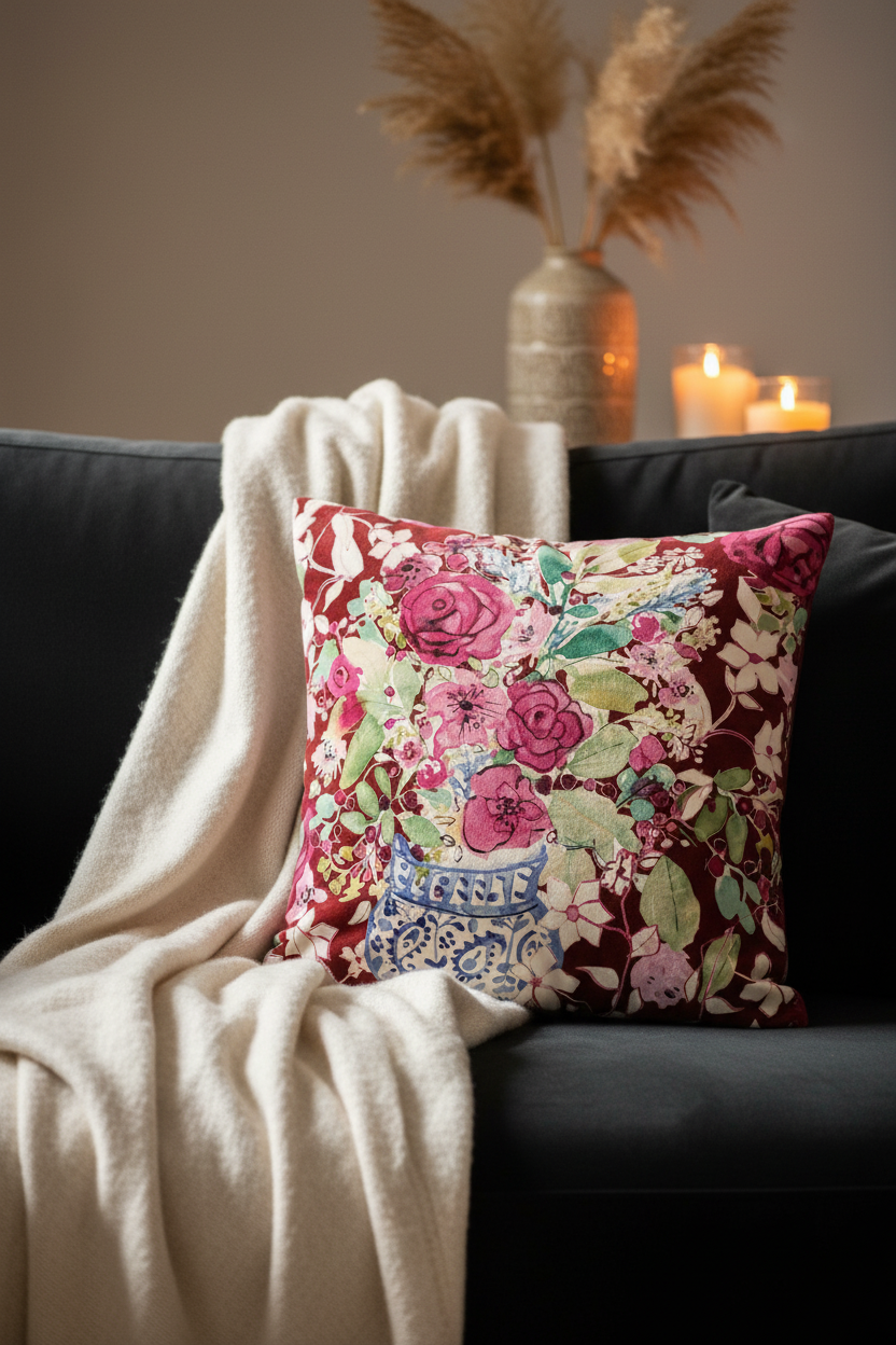 FL0010 Wine Red Velvet Cushion