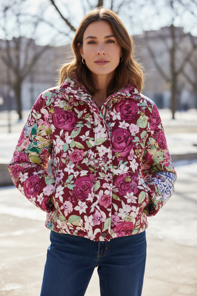 FL0010 Wine Red Winter Jacket Jeans