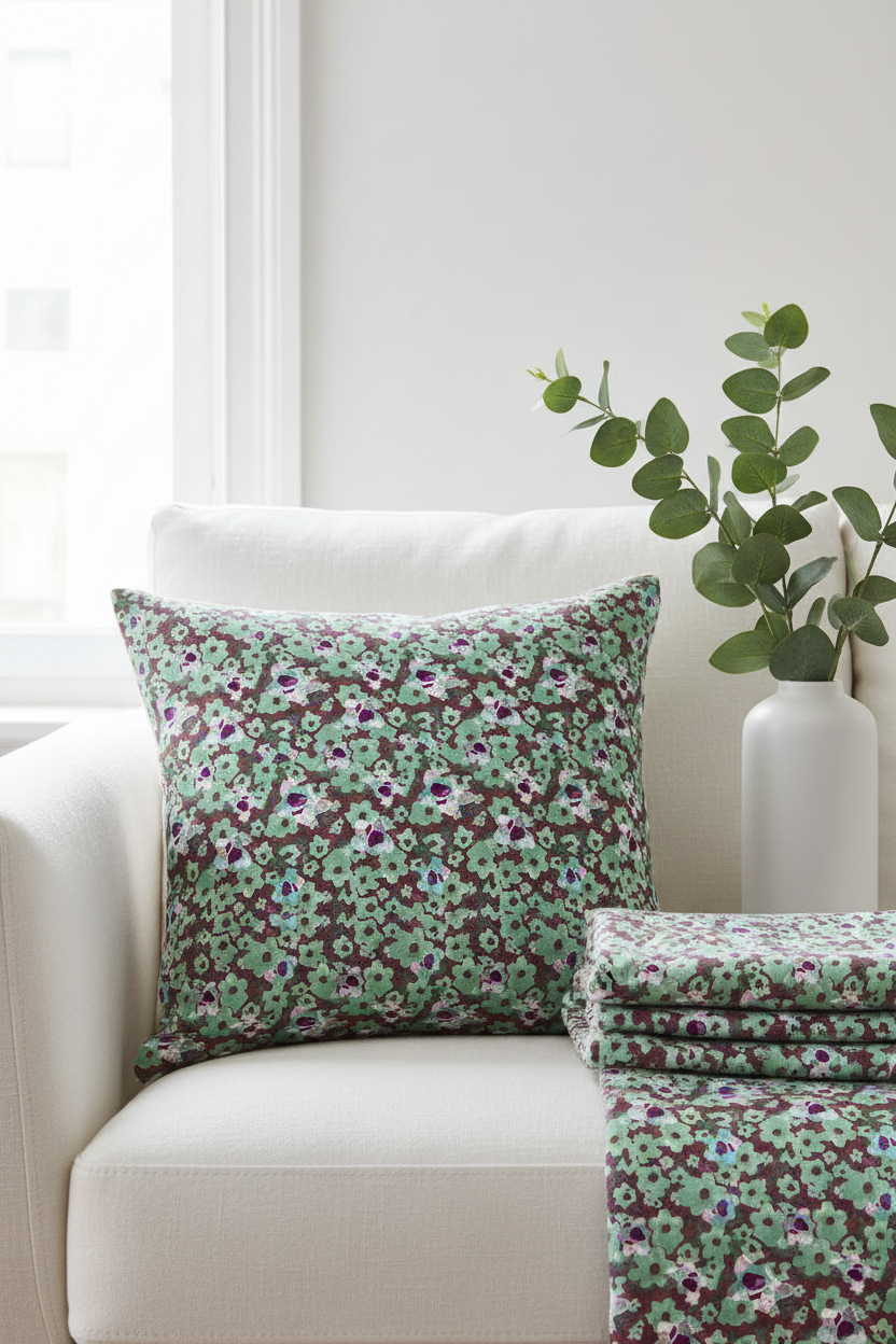 FL0012 Mint Burgundy Cushion Bright Nordic