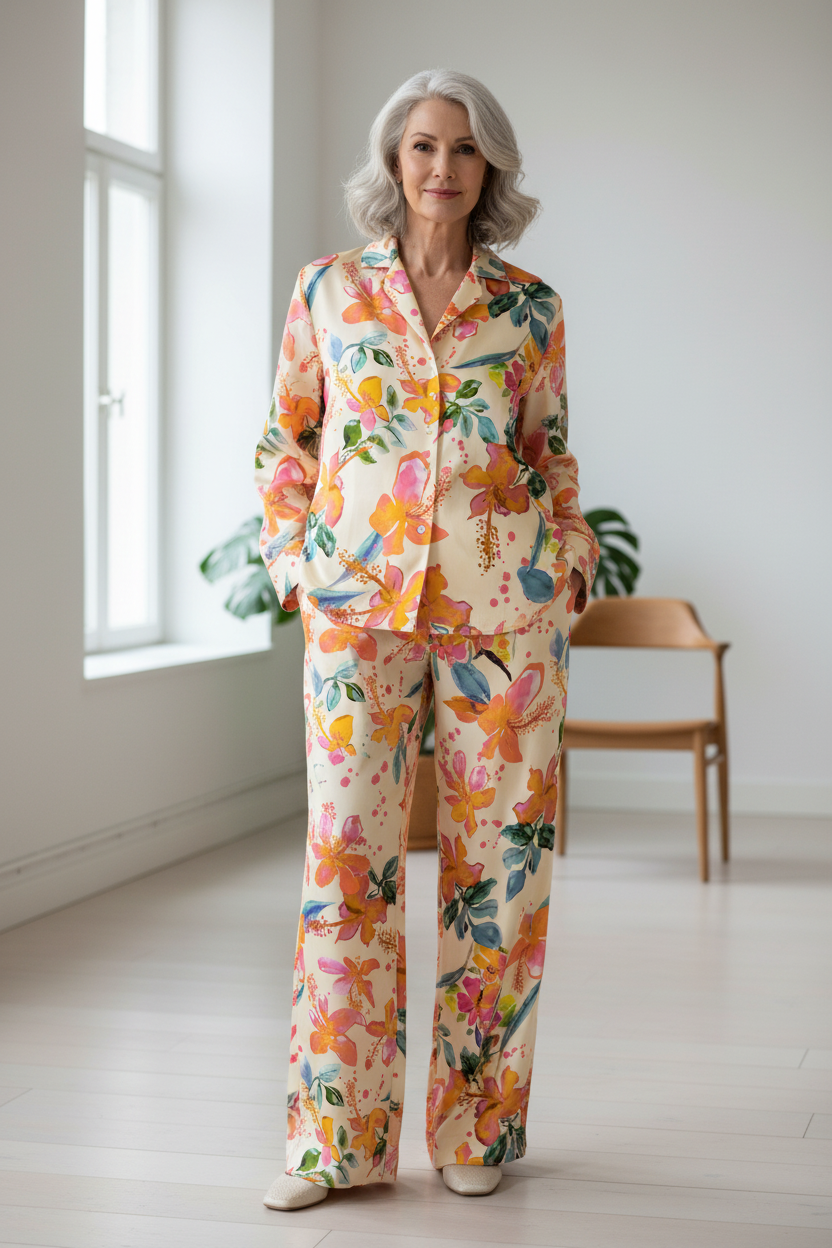 FL0014 Senior Silk Pajamas Orange