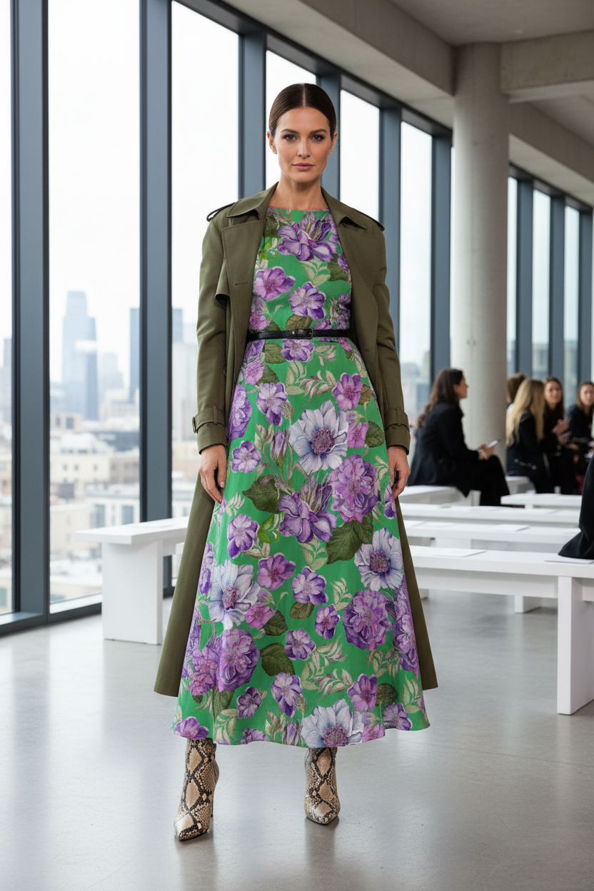 FL0015 Cool Green Fashion Show Brown Hair