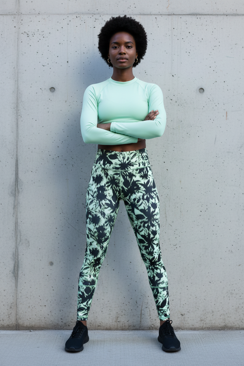 FL0017 Black Mint Activewear Contrast Top
