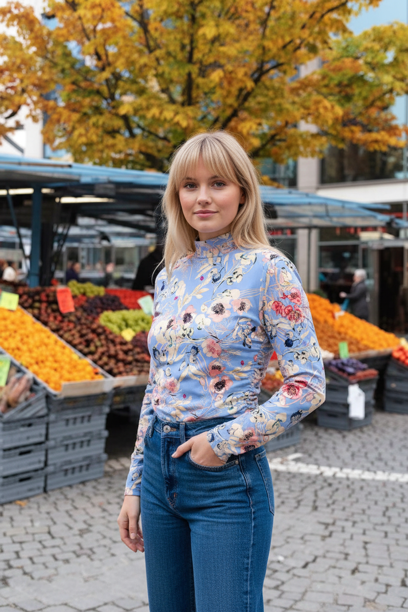 FL002 Indigo Blue Jeans Autumn Market