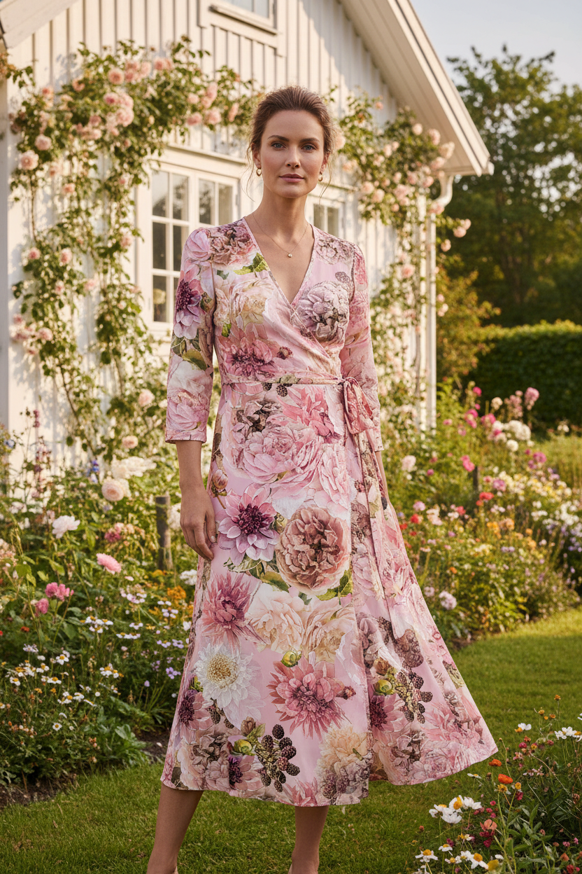 FL008 Lace Pink Resort Dress