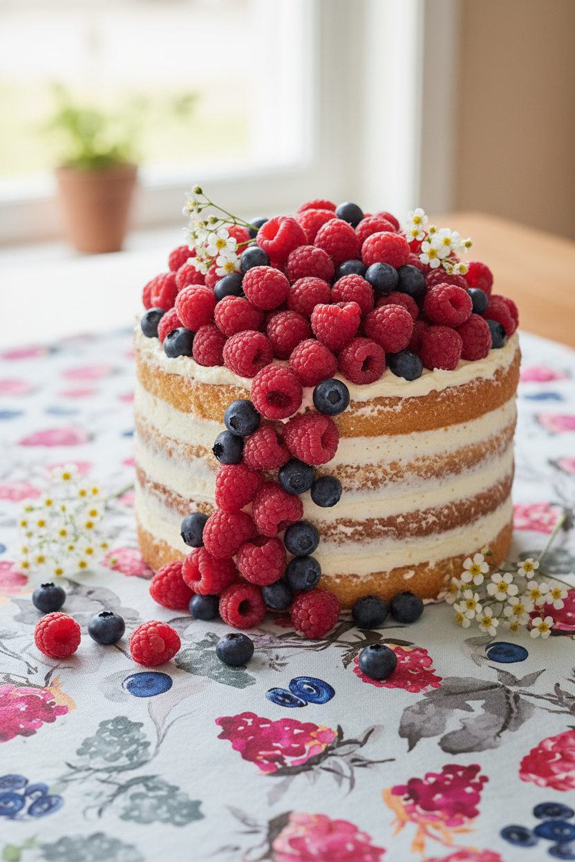 FR003 Blackberry Blue Tablecloth Cake Mockup