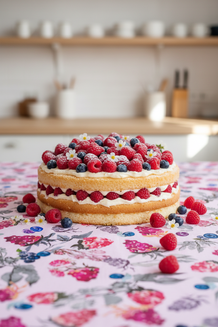 FR003 Blackberry Tablecloth Cake Mockup