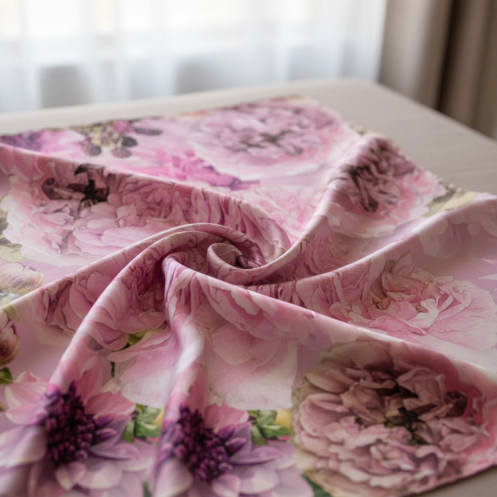 Black Garden print on luxury silk scarf - elegant drape and sheen