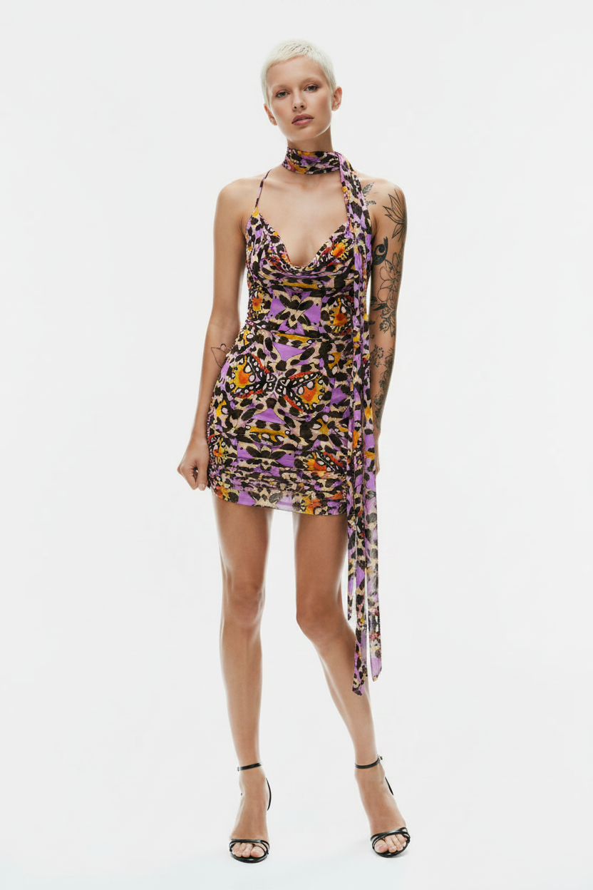 Mini Dress — Snake Lilac — Blond tattooed