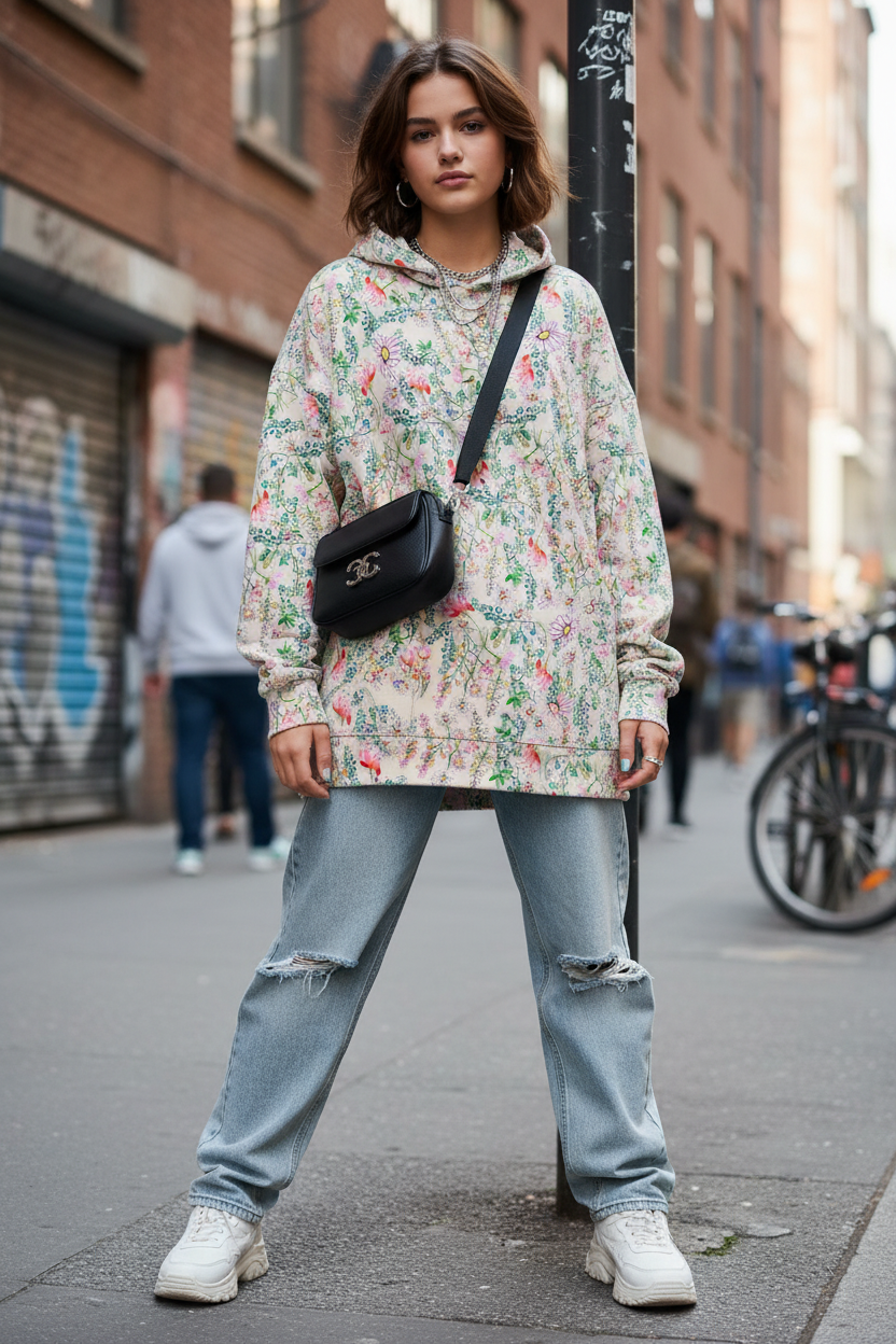 Paradise Lavender Youth Hoodie — Floral Print FL001 ©Byheart Design Sweden 