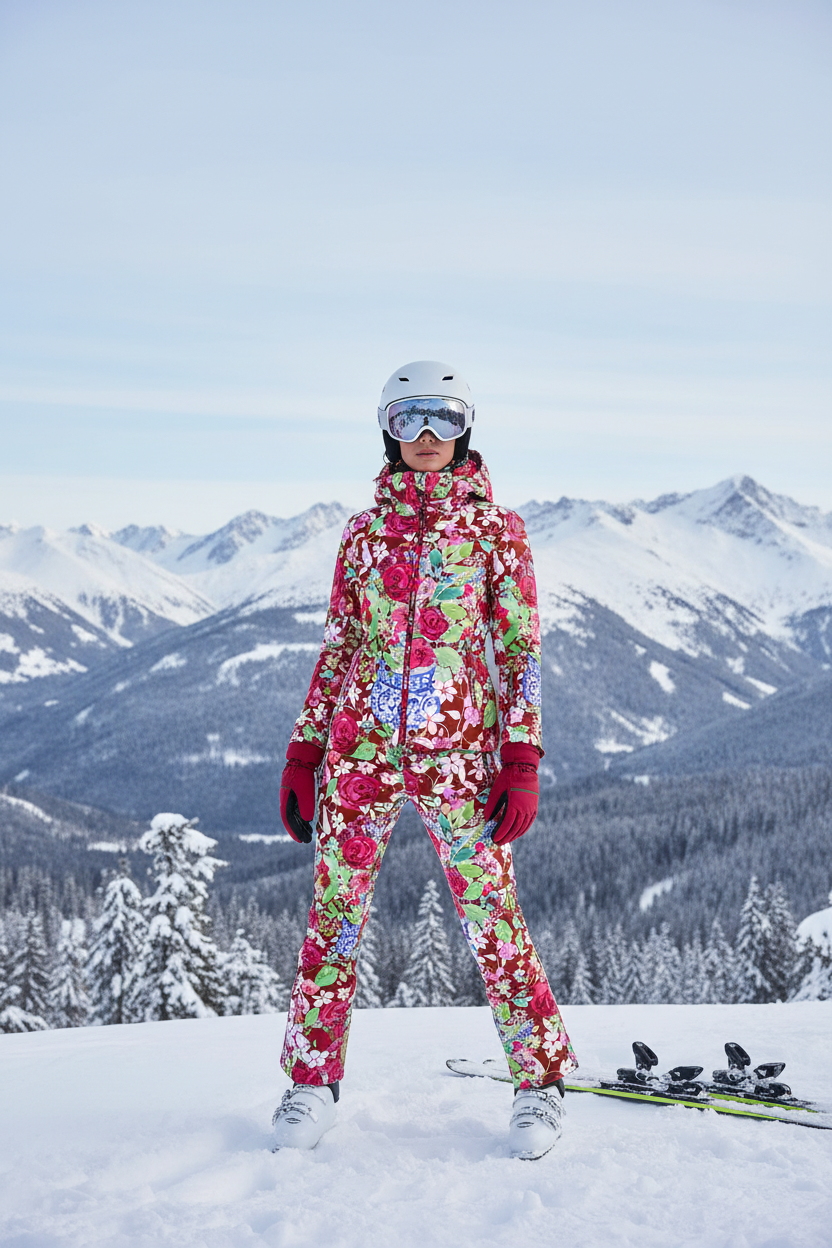 Spanish Flowers Winter Sport Ruby Red Mockup