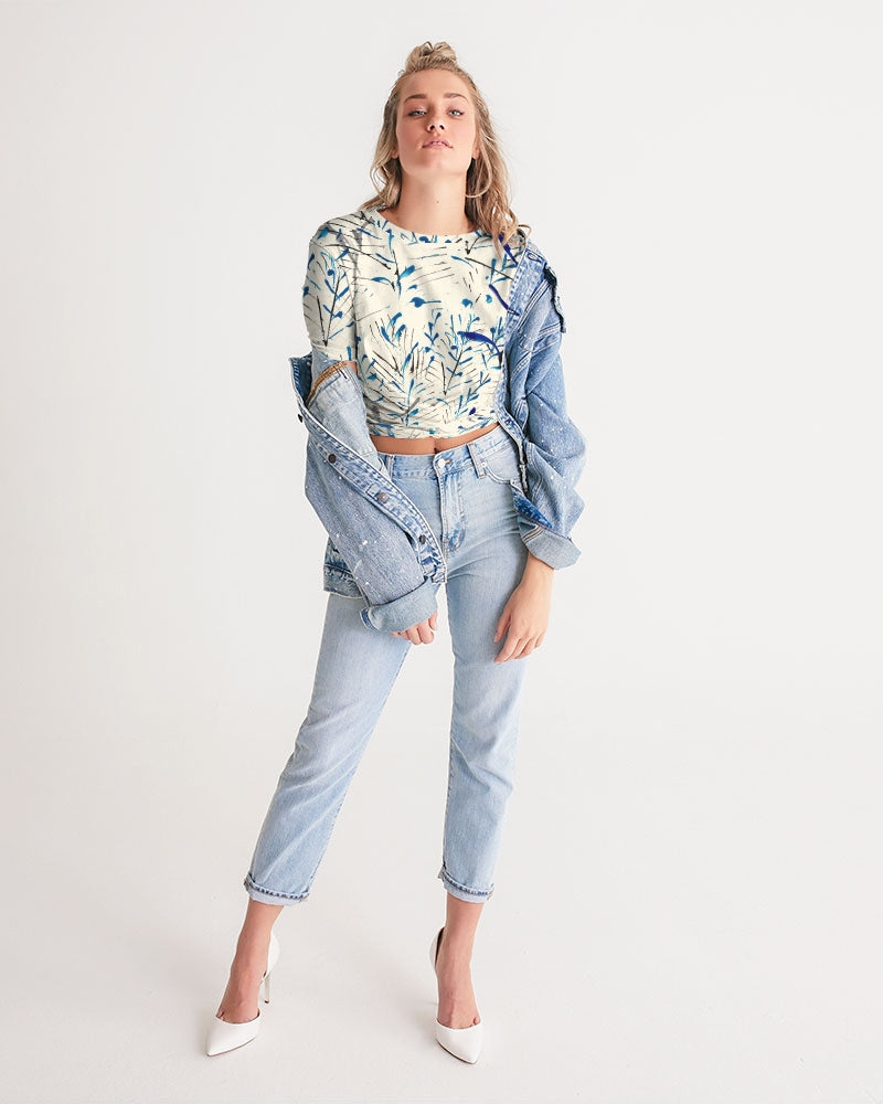 MOONLIGHT BRANCH  Women's Twist-Front Cropped Tee