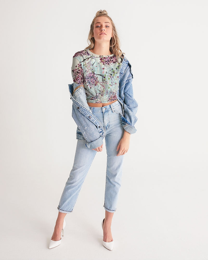SHADOWS OF PARADISE Women's Twist-Front Cropped Tee