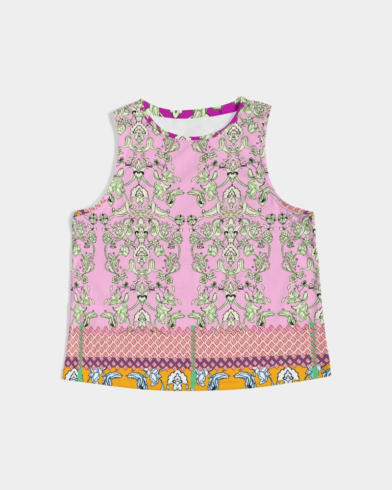 FLORAL  MIRACULOUS  WORLD - dress-pink1 Women's Cropped Tank