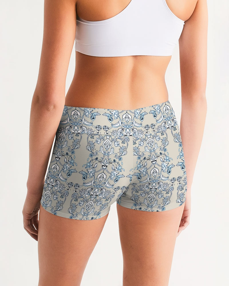 MIRACULOUS  ‌BLUE DREAM ||Women's Mid-Rise Yoga Shorts