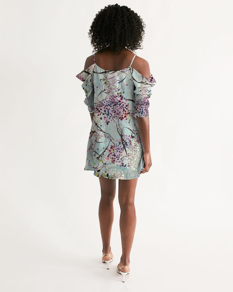 SHADOWS OF PARADISE Women's Open Shoulder A-Line Dress