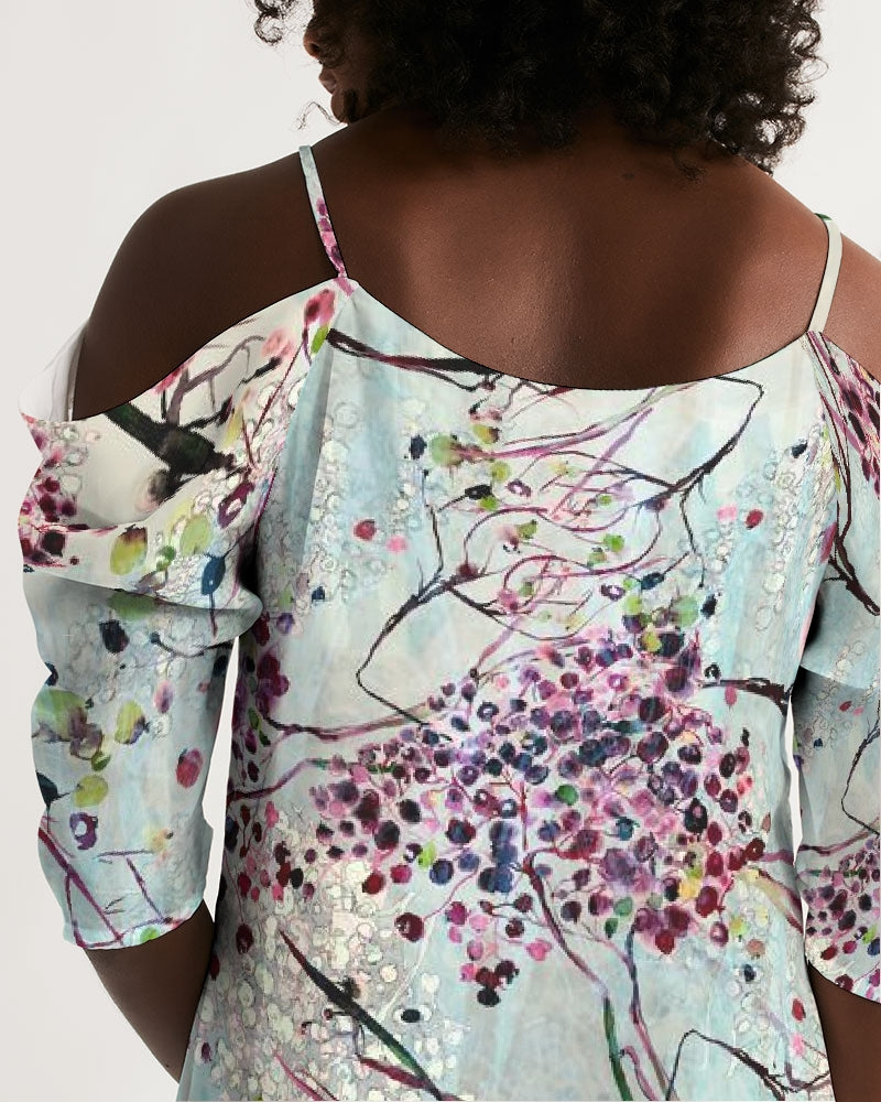 SHADOWS OF PARADISE Women's Open Shoulder A-Line Dress