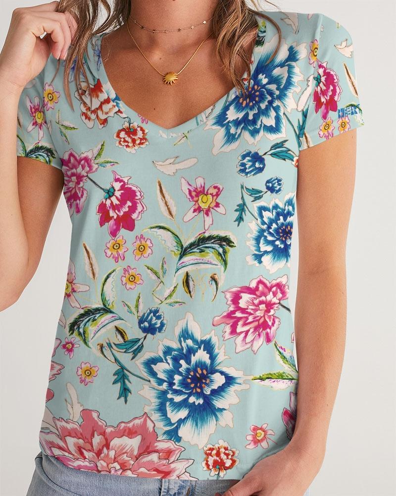 AMORE BLUE Women's V-Neck Tee