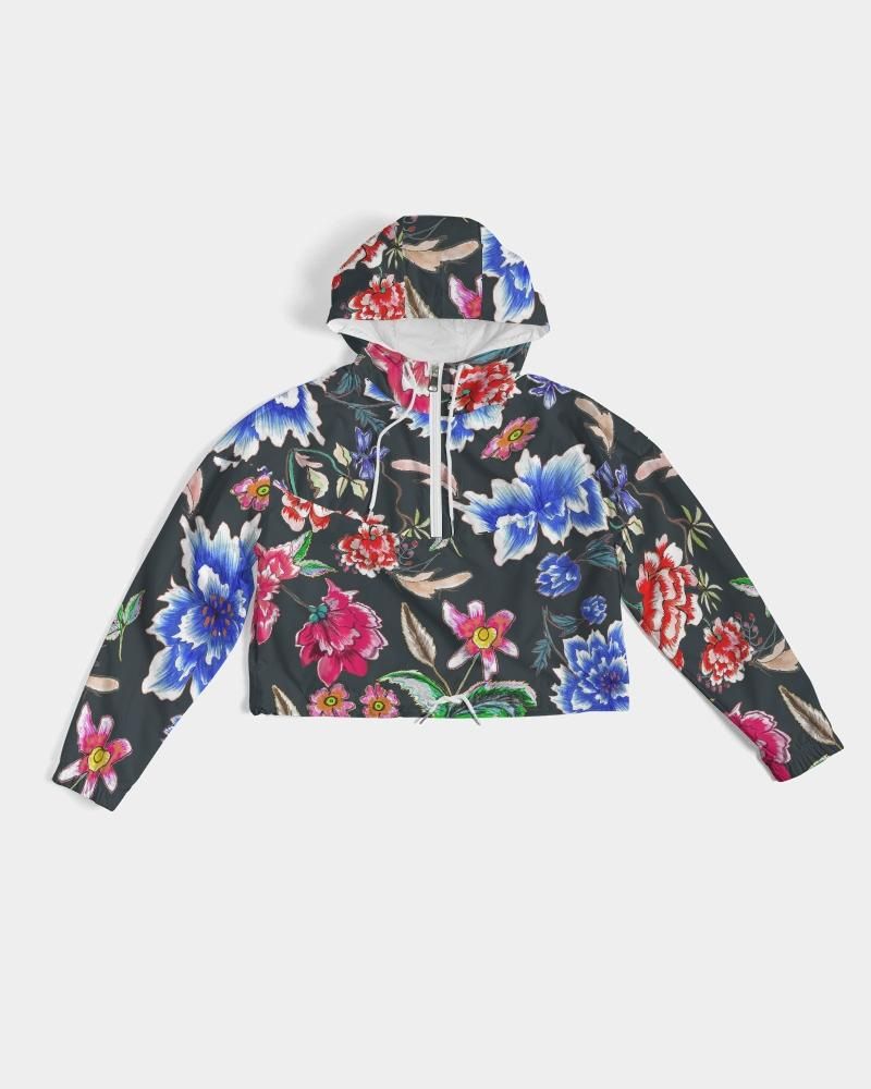 POWER OF PEACE - BLACK  Women's Cropped Windbreaker