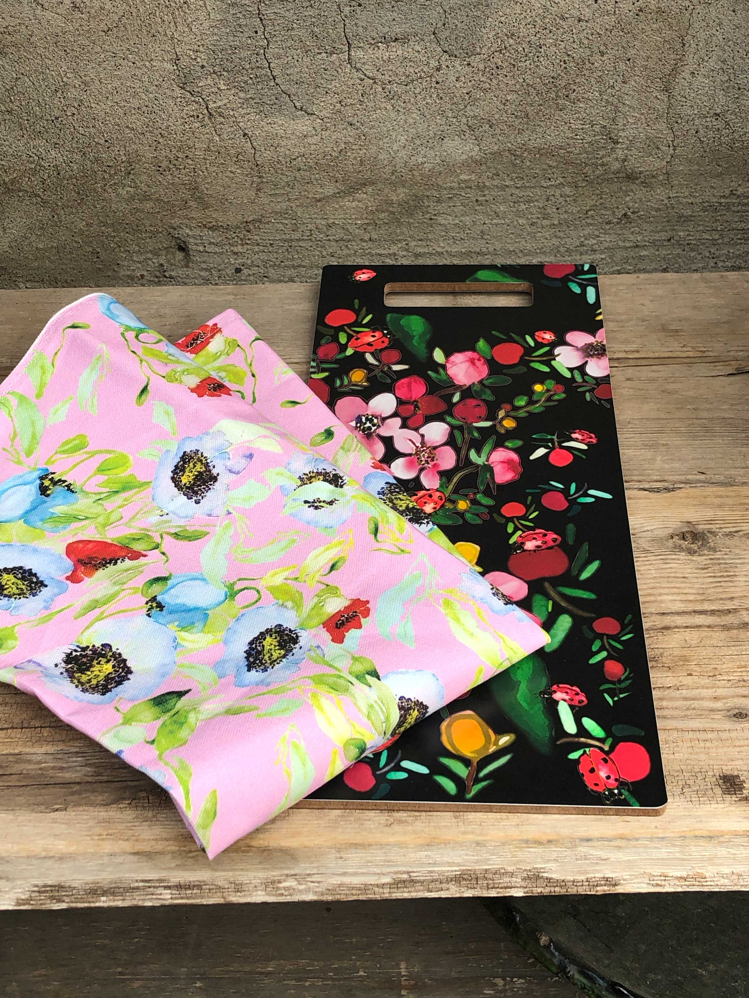 POPPY FLOWERS IN PINK | Organic Dish Towel | 