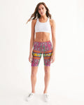 MIRACULOUS FLOWERS -PINK || Women's Mid-Rise Bike Shorts