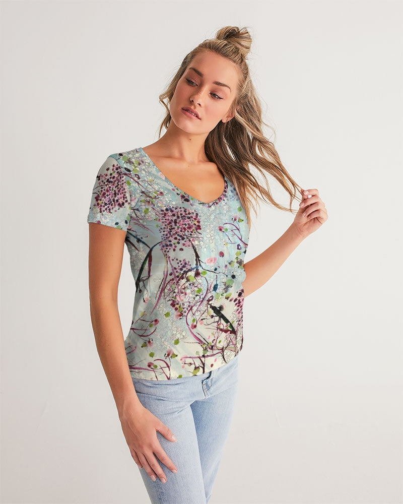 SHADOWS OF PARADISE Women's V-Neck Tee