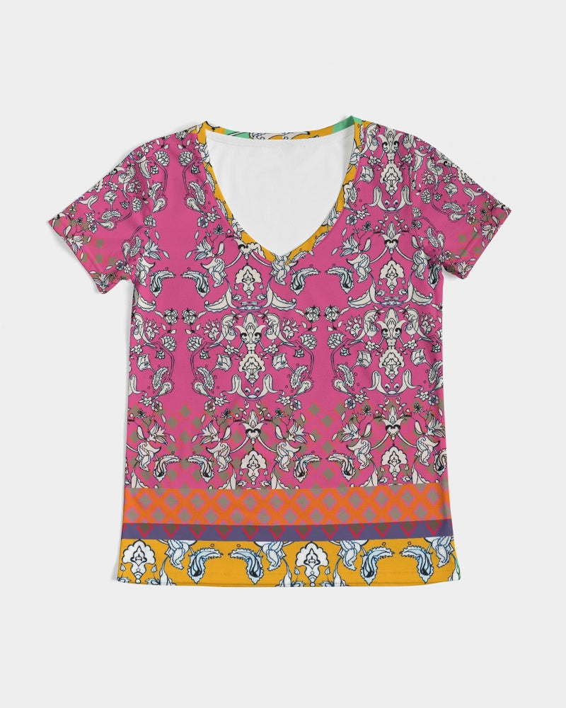 MIRACULOUS FLOWERS -PINK || Women's V-Neck Tee