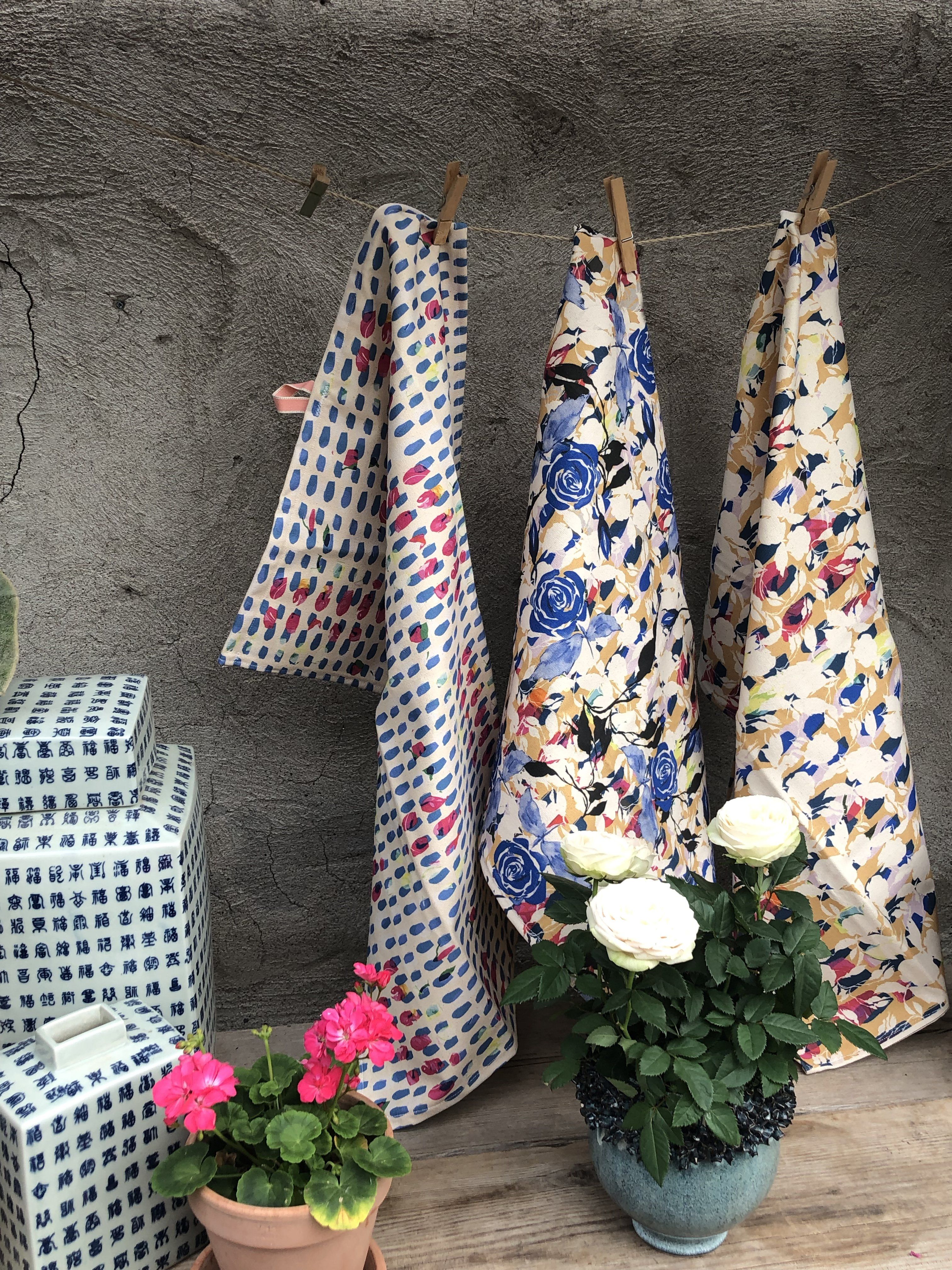 BLUE ROSES | Organic Dish Towel |