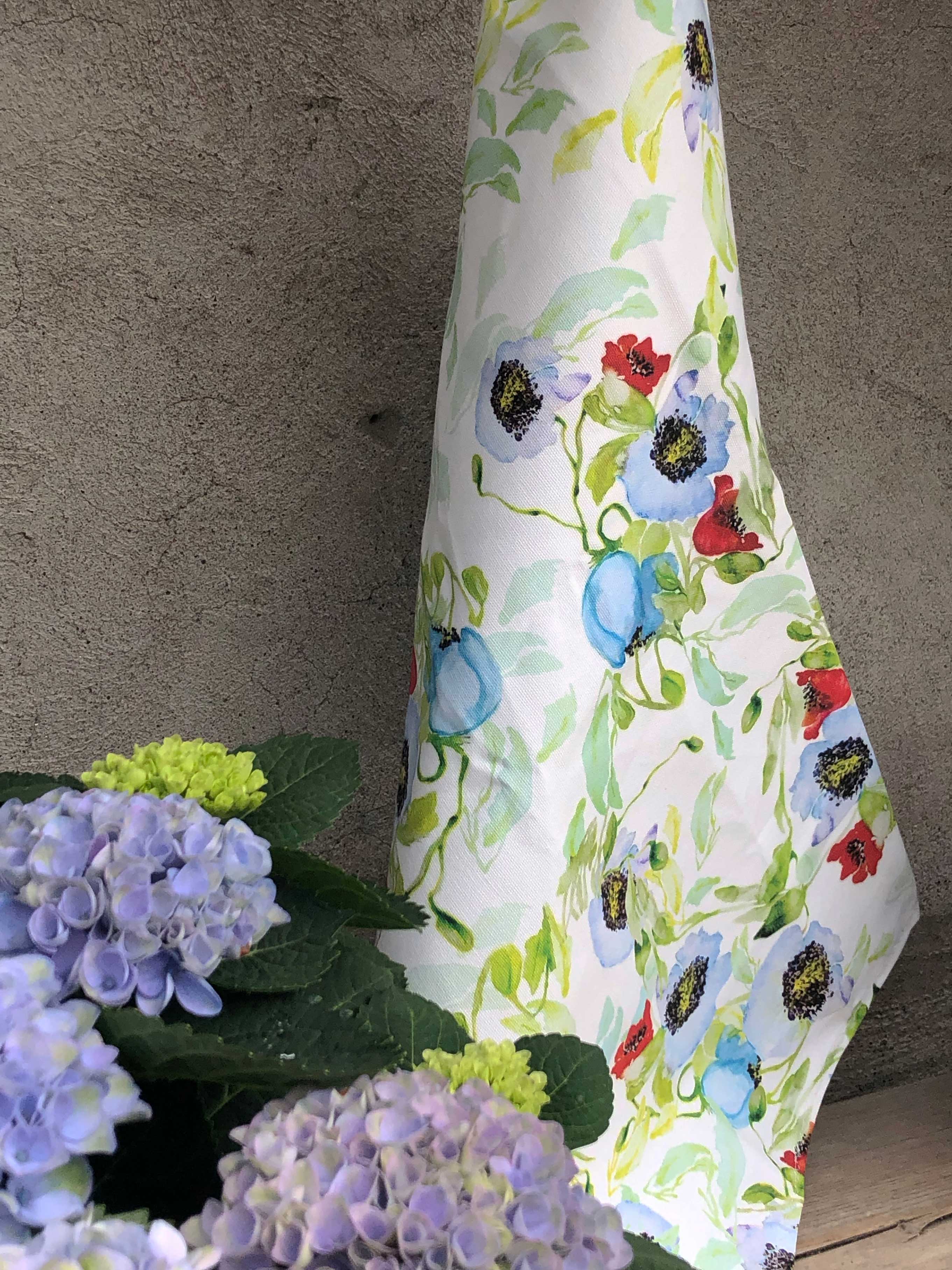 BLUE POPPY FLOWERS  | Organic Dish towel | 
