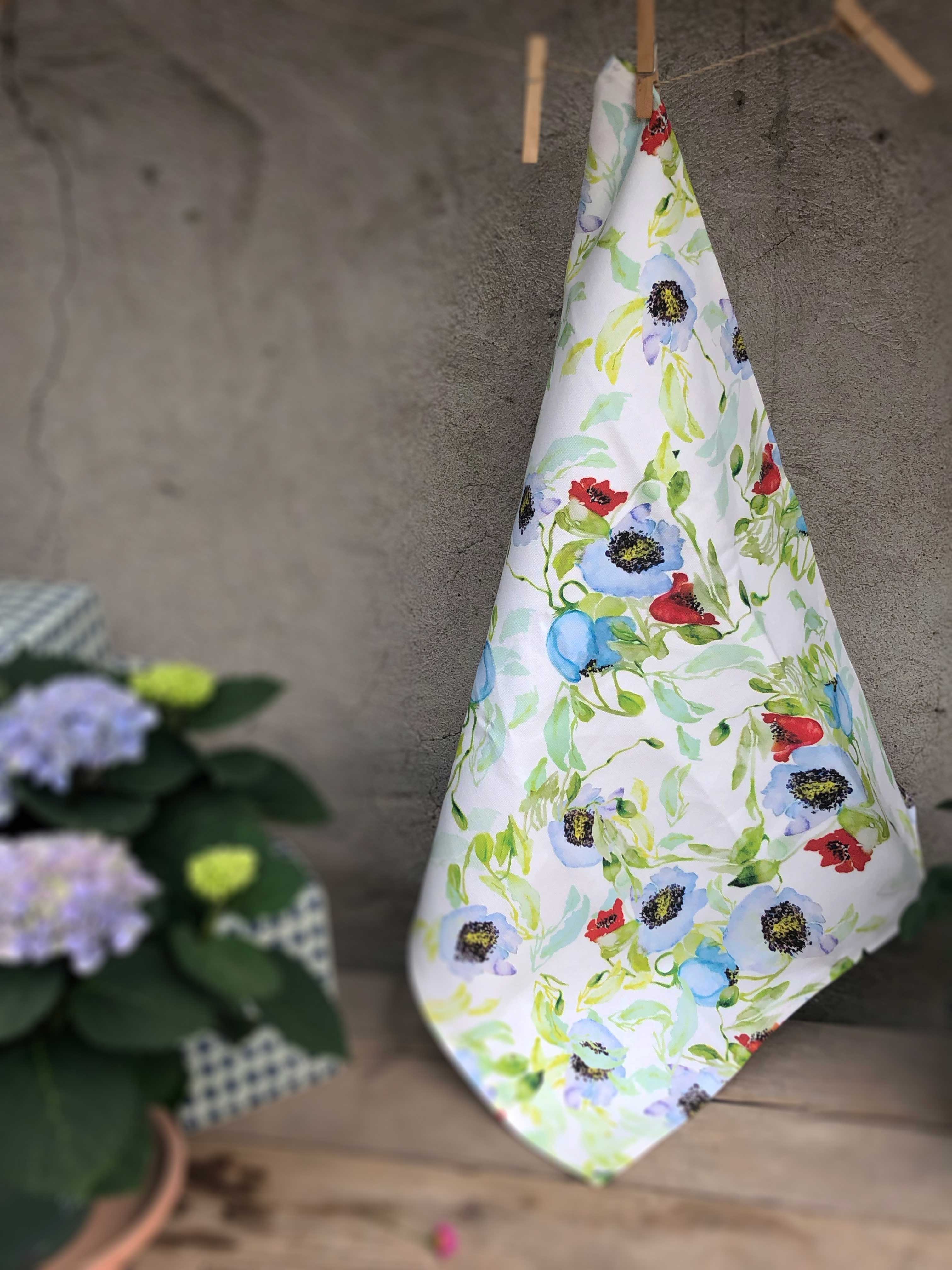 BLUE POPPY FLOWERS  | Organic Dish towel | 
