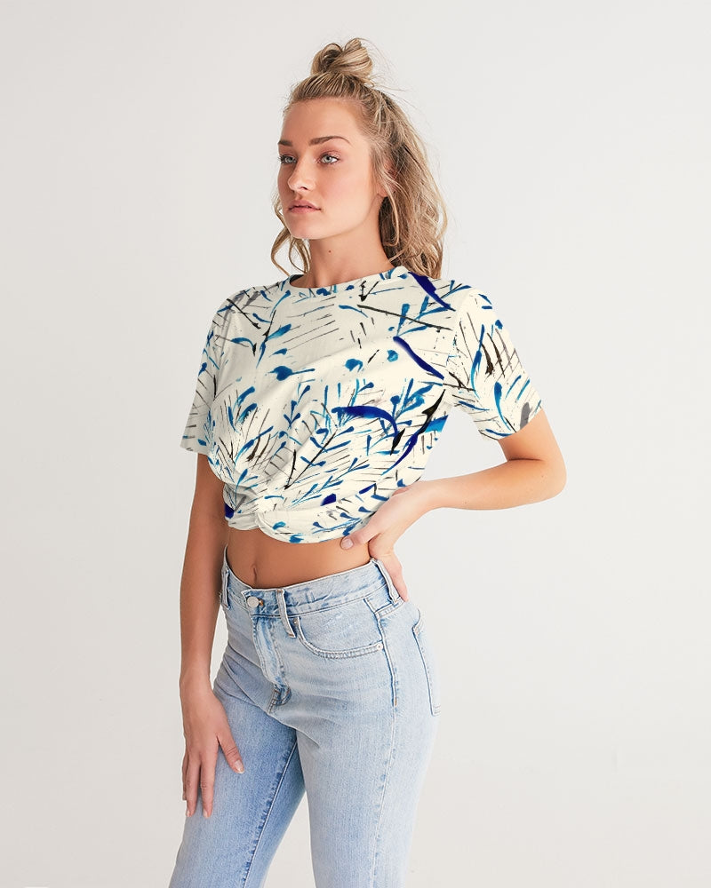 MOONLIGHT BRANCH  Women's Twist-Front Cropped Tee