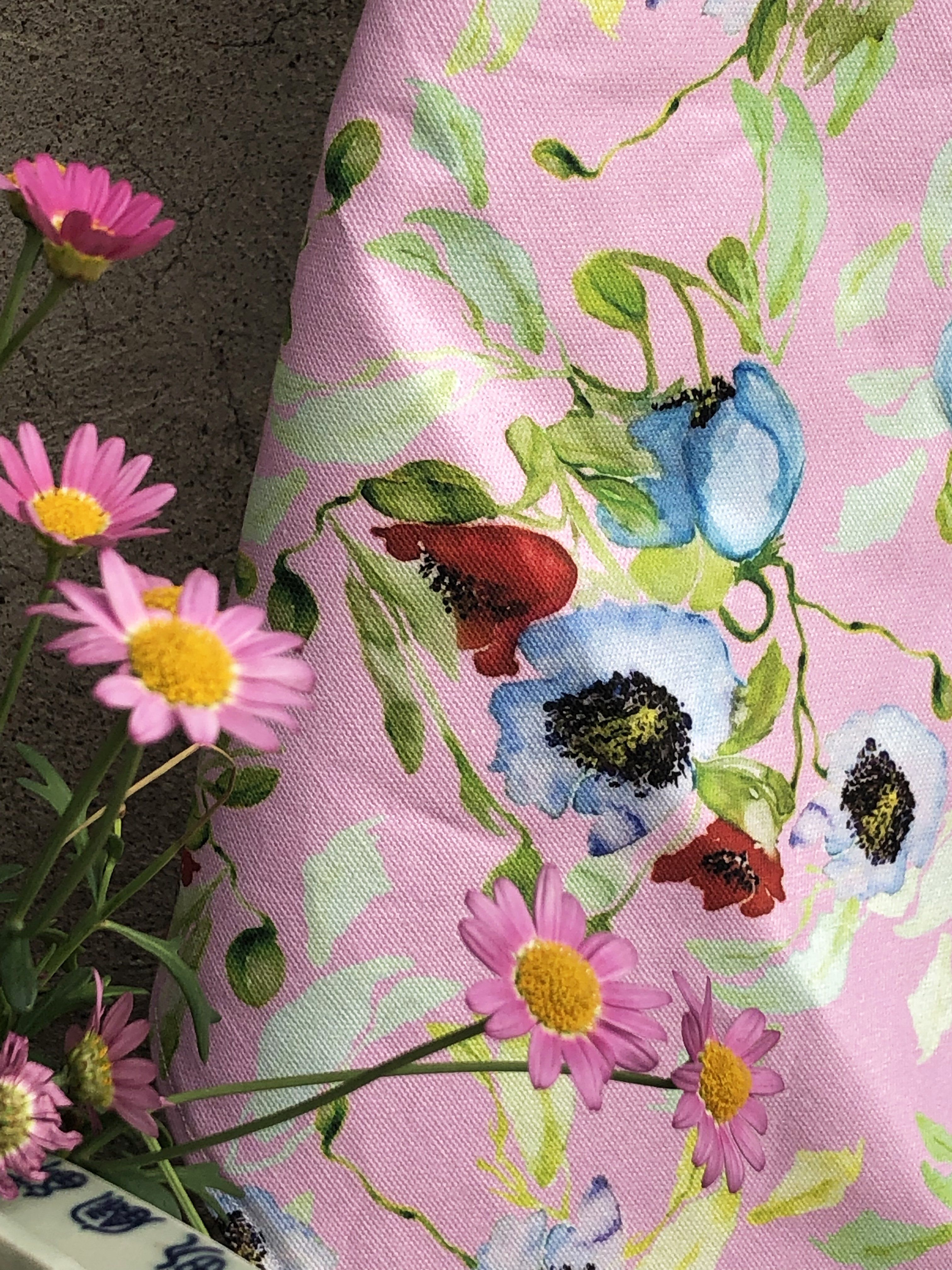 POPPY FLOWERS IN PINK | Organic Dish Towel | 