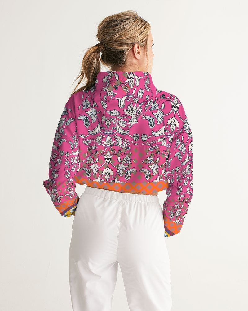 MIRACULOUS FLOWERS -PINK || Women's Cropped Windbreaker