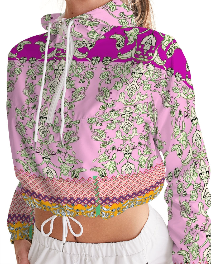 MIRACULOUS FLOWERS -PINK || Women's Cropped Windbreaker