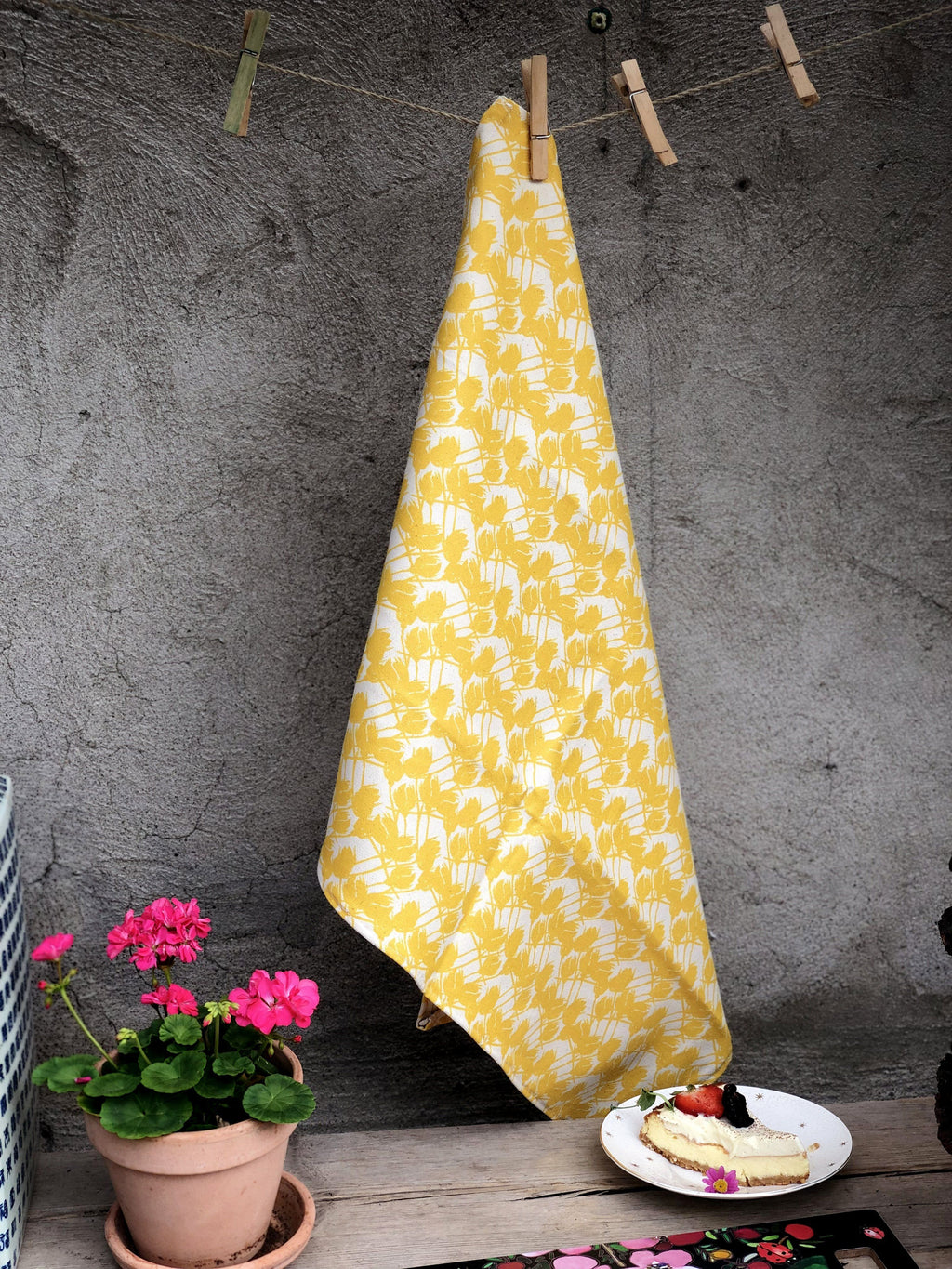 YELLOW ROSES | Organic Dish towel |