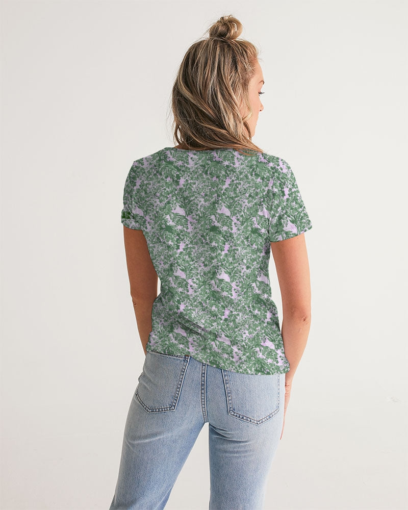 GREEN LEAFS TEXTURE Women's V-Neck Tee