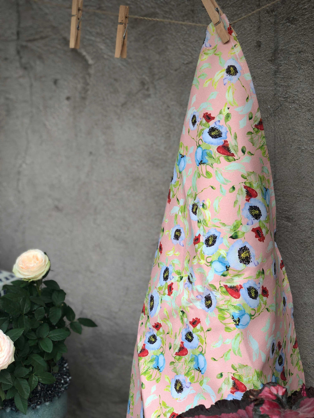 POPPY FLOWERS IN PEACH | Organic Dish Towel |