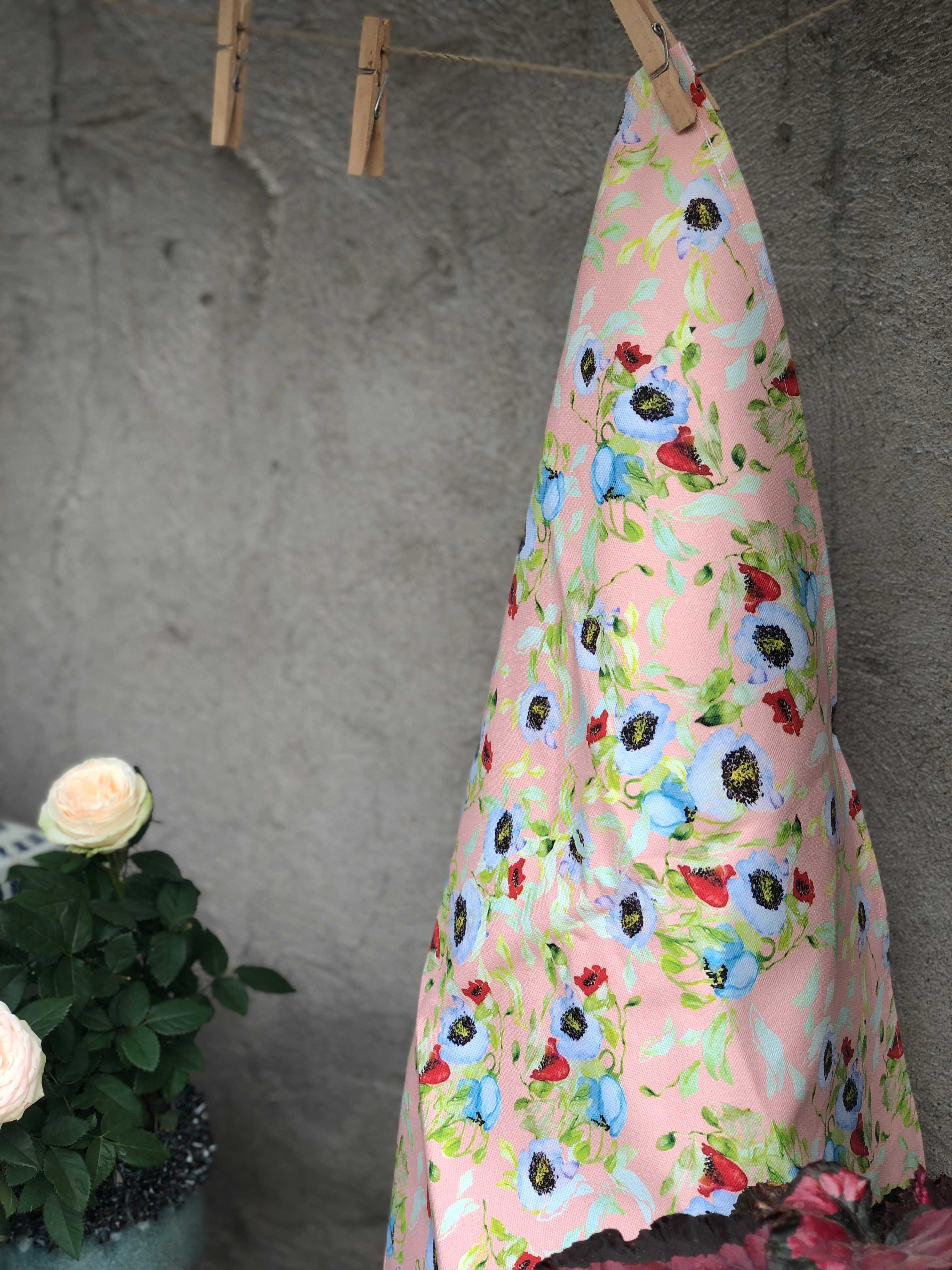POPPY FLOWERS IN PEACH | Organic Dish Towel |