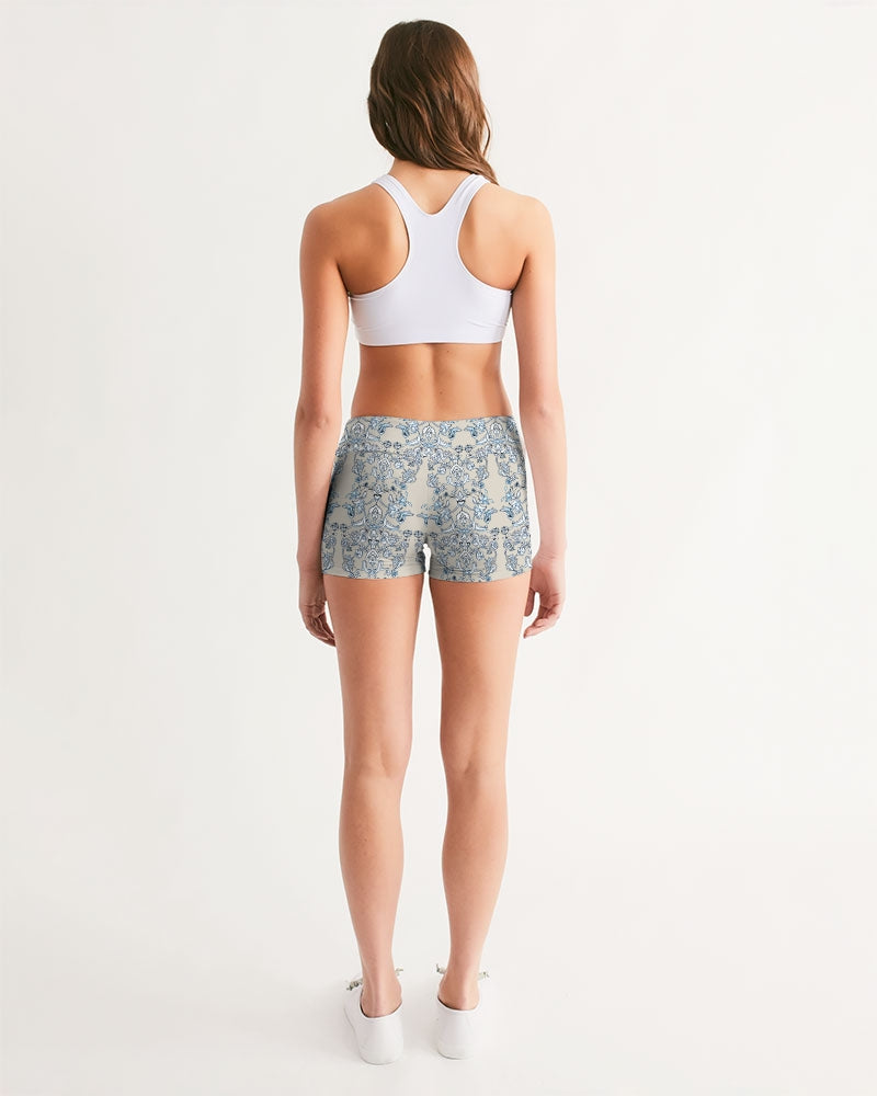 MIRACULOUS  ‌BLUE DREAM ||Women's Mid-Rise Yoga Shorts