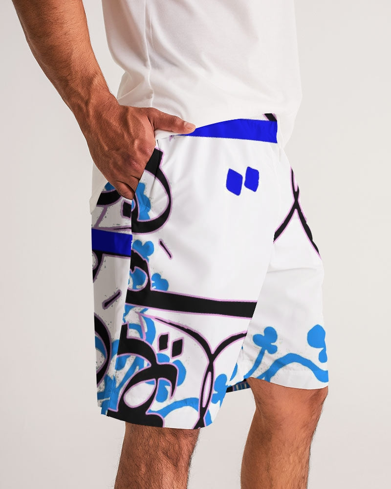 CALLIGRAPHY PERSIAN SCRIPT  BLUE  LINES -  Oriental design  Men's Jogger Shorts