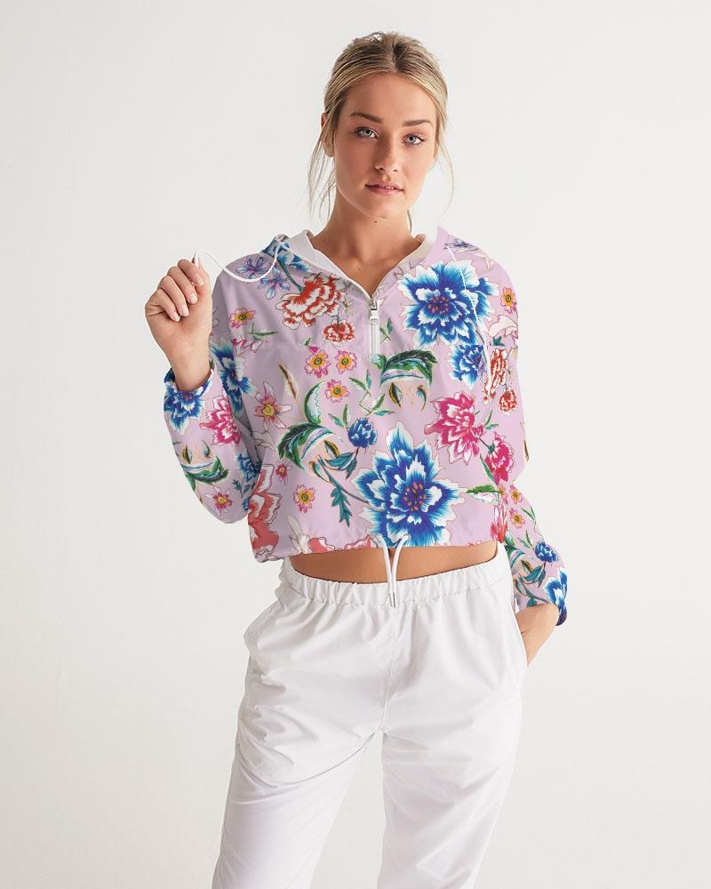 Women's Cropped Windbreaker  ||  AMORE Purple Blooms