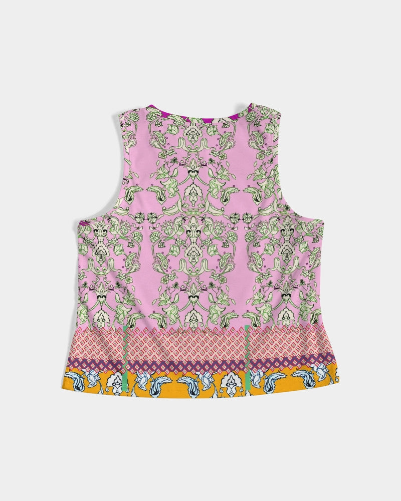FLORAL  MIRACULOUS  WORLD - dress-pink1 Women's Cropped Tank