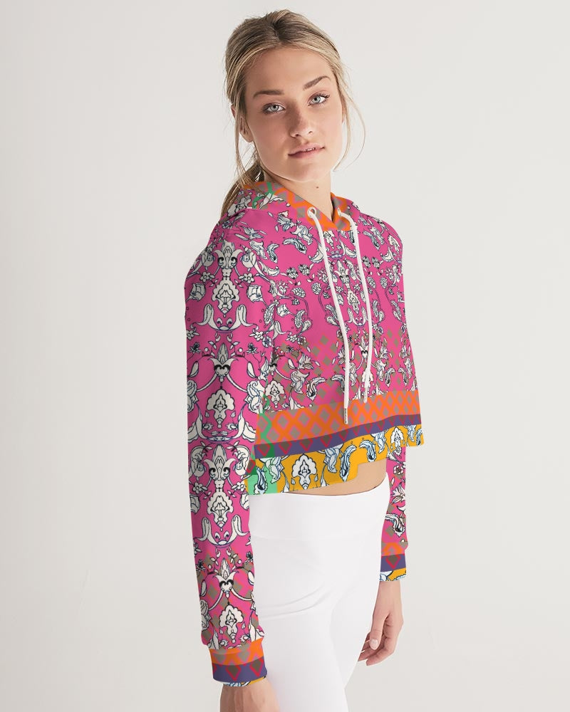 MIRACULOUS FLOWERS -PINK || Women's Cropped Hoodie