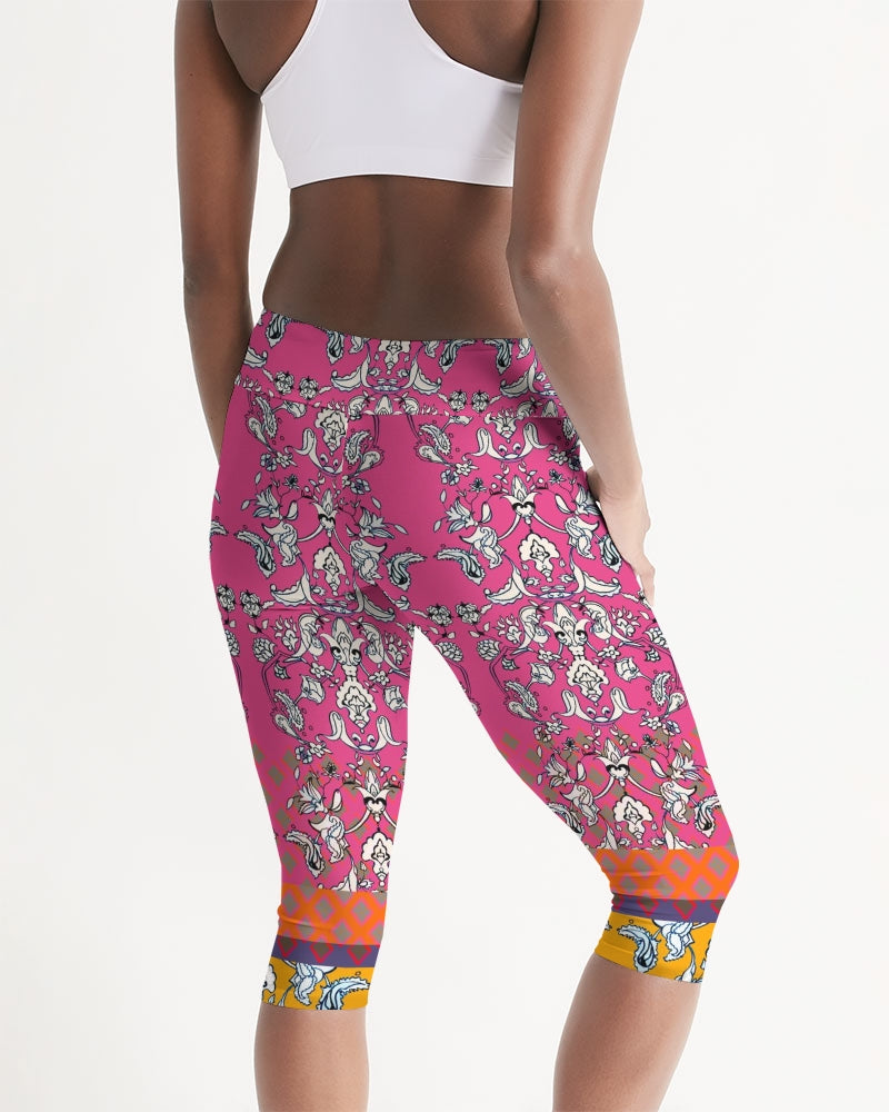 MIRACULOUS FLOWERS -PINK || Women's Mid-Rise Capri