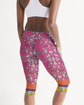 MIRACULOUS FLOWERS -PINK || Women's Mid-Rise Capri