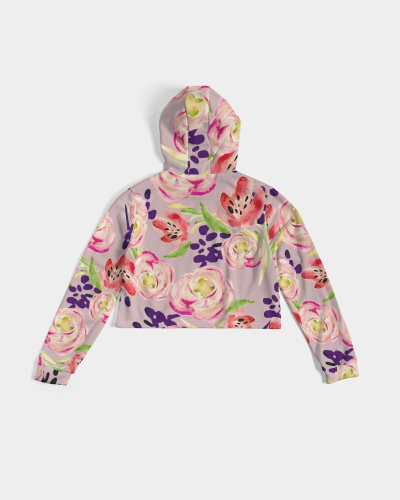 Tulip Floral Women's Cropped Hoodie - Soft Activewear