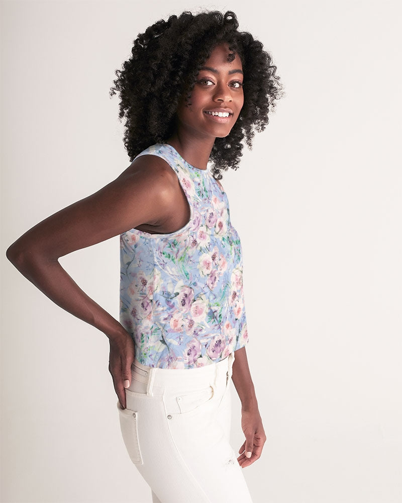 LOVE OF ORIENT FLOWERS - PURPEL Women's Cropped Tank